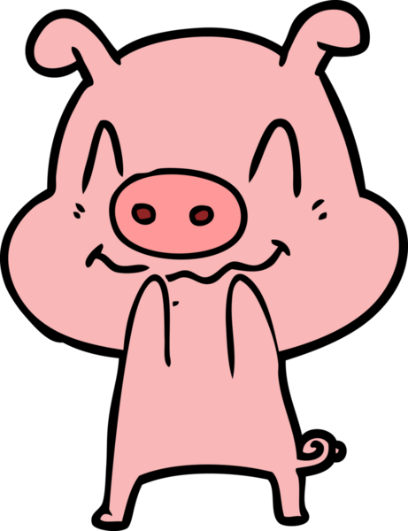 Bir insan tarafından çizilmiş sinirli çizgi film domuzu.