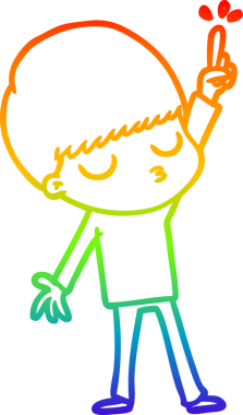 Gökkuşağı gradyan çizgi çizimi bir insan tarafından çizilmiş sakin bir çocuk