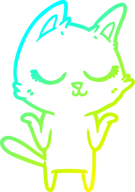 Bir insan tarafından çizilmiş sakin bir çizgi film kedisinin soğuk eğim çizgisi.