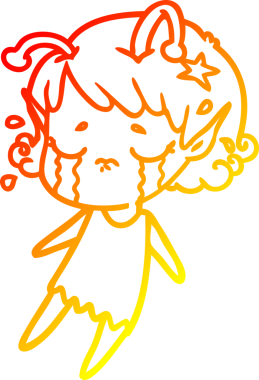 Bir insan tarafından çizilmiş, ağlayan uzaylı bir kızın sıcak çizgi çizimi.