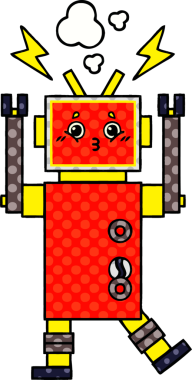 bir insan tarafından çizilmiş bir robotun çizgi roman tarzı