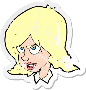 Bir insan tarafından çizilmiş kızgın bir karikatürün gerilimli çıkartması.