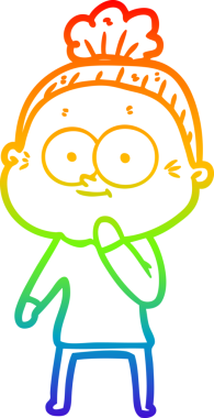 Gökkuşağı gradyan çizgi çizimi Bir insan tarafından çizilmiş mutlu yaşlı kadın