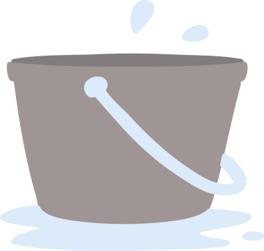 Bir insan tarafından çizilmiş bir kova su.