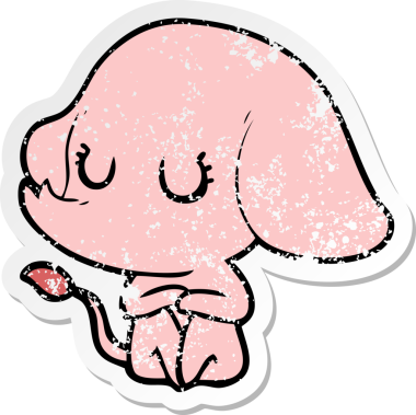 Bir insan tarafından çizilmiş şirin bir filin sıkıntılı çıkartması