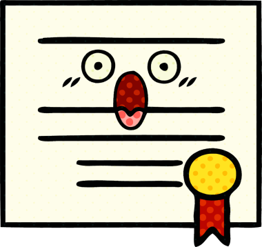 Bir insan tarafından çizilmiş mezuniyet diplomasının çizgi romanı.