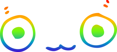 Gökkuşağı gradyan çizimi. Bir insan tarafından çizilmiş şirin bir çizgi film yüzü.