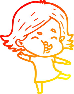 Bir insan tarafından çizilmiş bir çizgi film kızının sıcak çizgi çizimi.