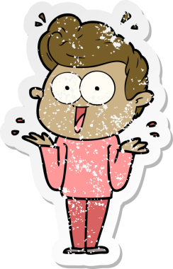 Bir insan tarafından çizilmiş karikatür adamın sıkıntılı çıkartması.