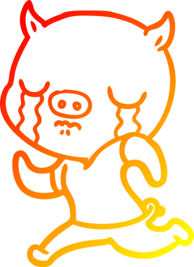 Bir insan tarafından çizilmiş, ağlayan bir domuzun sıcak çizgi çizimi.