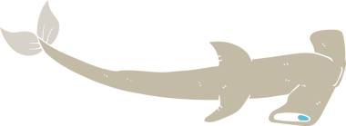 Bir insan tarafından çizilmiş çekiç başlı köpekbalığının düz renk çizimi