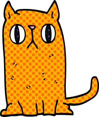 Bir insan tarafından çizilmiş komik bir kedi.