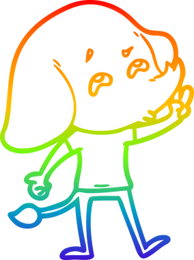 gökkuşağı gradyan çizimi bir insan tarafından çizilmiş bir fil karikatürü