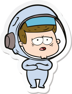 Bir insan tarafından çizilmiş yorgun bir astronotun çıkartması.