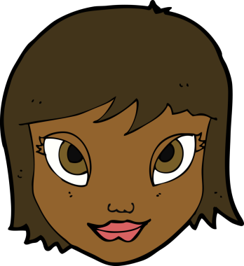 Bir insan tarafından çizilmiş bir kadın yüzü.