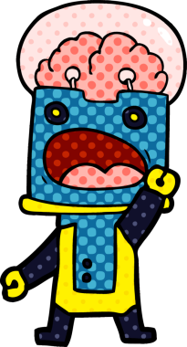 Bir insan tarafından çizilmiş çizgi film robotu