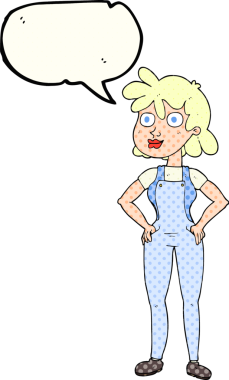 El yazısıyla çizilmiş çizgi roman konuşma balonu çiftçi kız bir insan tarafından çizilmiş.