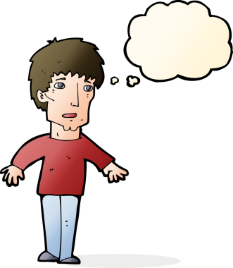 Bir insan tarafından çizilen düşünce baloncuğuyla adamı şaşırtan çizgi film.