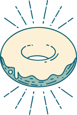 Bir insan tarafından çizilmiş geleneksel dövmeli buzlu çöreğin resmi.