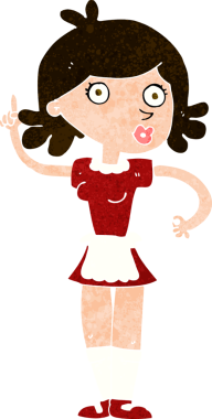 Bir insan tarafından çizilen çizgi film şaşkın hizmetçi.