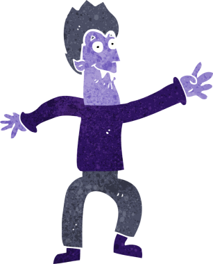 Bir insan tarafından çizilmiş bir vampir çizgi filmi.