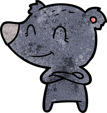 Bir insan tarafından çizilmiş gülümseyen ayı çizgi filmi.