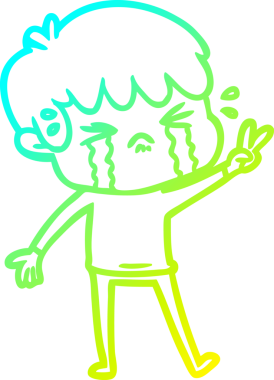 Bir insan tarafından çizilmiş ağlayan çizgi film çocuğu çizimi.