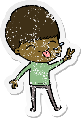 Bir insan tarafından çizilmiş bir çizgi film çocuğunun sıkıntılı çıkartması.