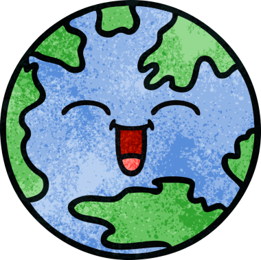 Bir insan tarafından çizilmiş bir gezegenin retro grunge doku karikatürü.