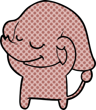 Bir insan tarafından çizilmiş gülümseyen bir fil.