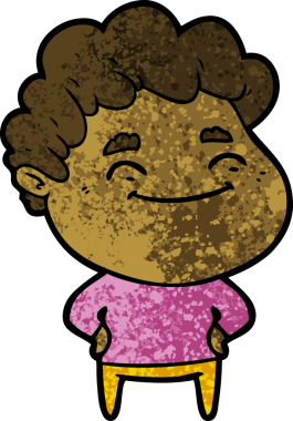 Bir insan tarafından çizilmiş çizgi film dostu bir adam.