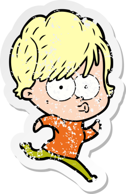 Bir insan tarafından çizilmiş karikatür bir kadının sıkıntılı çıkartması.