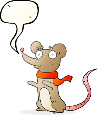 Bir insan tarafından çizilmiş serbest konuşma balonu çizgi film faresi