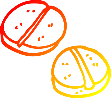 Bir insan tarafından çizilmiş karikatür tabletlerinin sıcak gradyan çizimleri