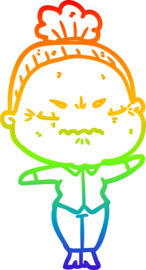 Gökkuşağı gradyan çizgi çizimi bir insan tarafından çizilmiş yaşlı bir kadın tarafından rahatsız edildi