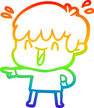 Gökkuşağının gradyan çizimi bir insan tarafından çizilmiş bir çizgi film karakteri.