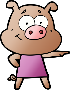 Bir insan tarafından çizilmiş mutlu çizgi film domuzu.