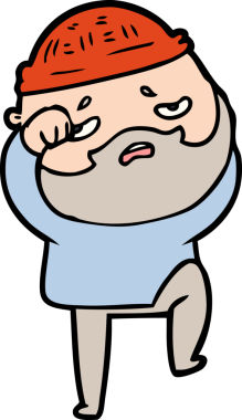 Bir insan tarafından çizilmiş sakallı endişeli bir adam.