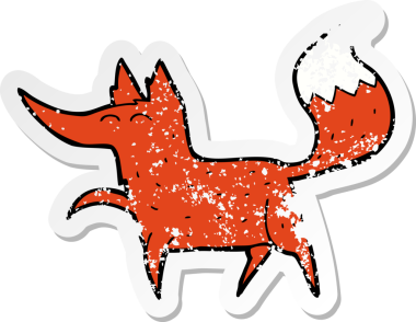 Bir insan tarafından çizilmiş tilki çizgi filminin sıkıntılı çıkartması.