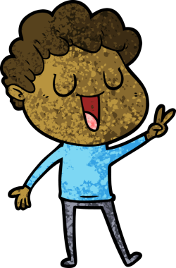 Bir insan tarafından çizilmiş gülen karikatür adam.