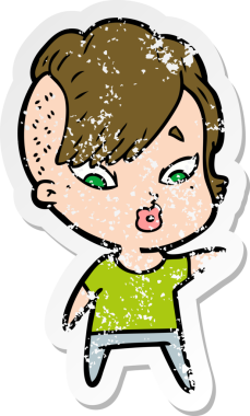 Bir insan tarafından çizilmiş üzgün bir karikatür çıkartması.