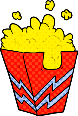 Bir insan tarafından çizilmiş patlamış mısır kutusu.