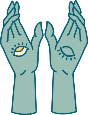 Bir insan tarafından çizilmiş mistik ellerin ikonik dövme şekli