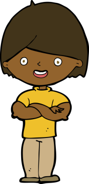 Bir insan tarafından çizilmiş çapraz kollu çizgi film adamı.