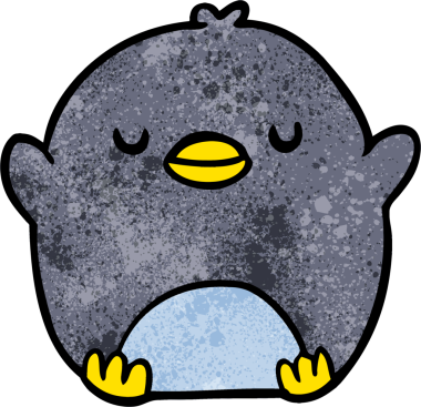 Bir insan tarafından çizilmiş sevimli penguen çizgi filmi.