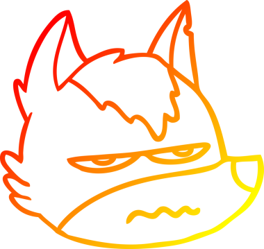 Bir insan tarafından çizilmiş kızgın bir kurt suratının sıcak çizgi çizimi