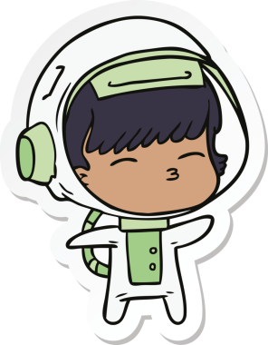 Bir insan tarafından çizilmiş meraklı bir astronotun çıkartması.