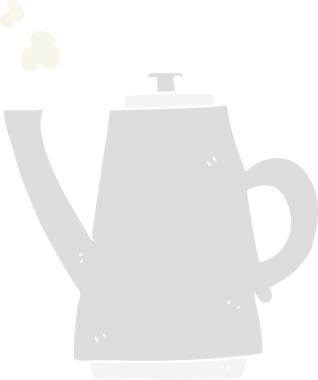 Bir insan tarafından çizilmiş bir çaydanlığın düz renk çizimi