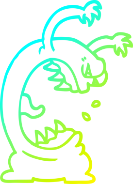 Bir insan tarafından çizilen çizgi film canavarının soğuk gradyan çizgisi.