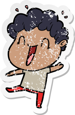 Bir insan tarafından çizilmiş mutlu bir adamın sıkıntılı çıkartması.